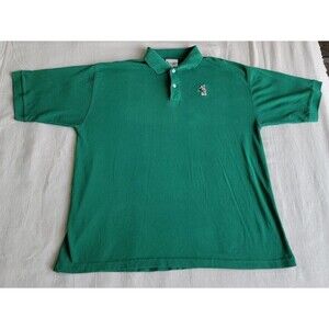 Walt Disney Store Mens XL Polo Green Mickey Embroidered Cotton Dark Knit Vtg 90s
